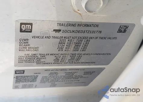 2026 Chevrolet Silverado 1500 4Wd Standard Bed Lt из США, поврежденный, VIN 1GCUKDED3TZ131776